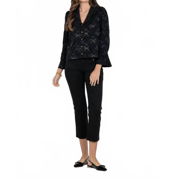 NEW EMILY MCCARTHY women's cameron top in bow lattice